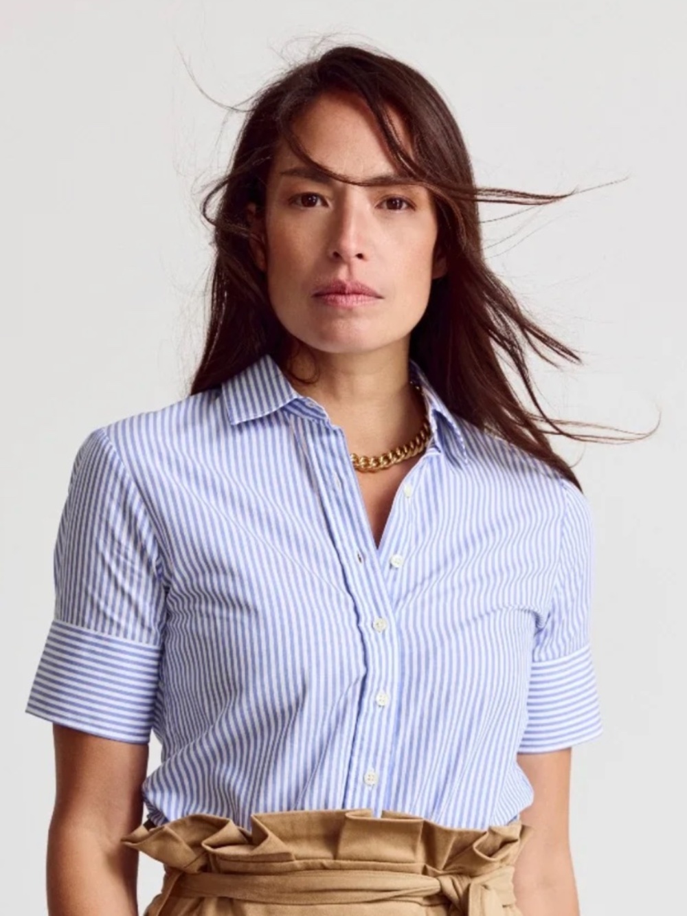 NWT - The Shirt by Rochelle Behrens - Stripe Button-Up Shirt - MED